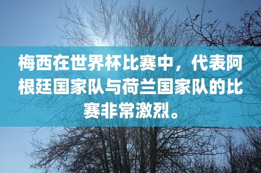 梅西在世界杯比赛中,代表阿根廷国家队与荷兰国家队的比赛非常激烈。黄冈市中杰窑炉设备有限公司