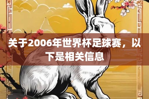 关于2006年世界杯足球赛，以下是相关信息