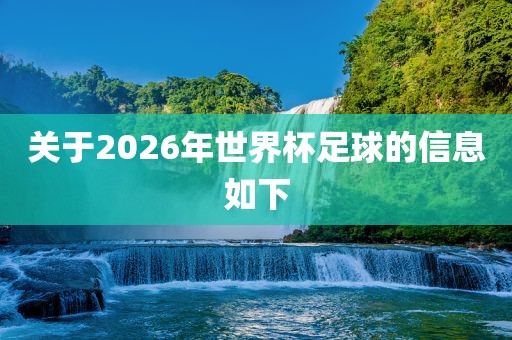 关于2026年世界杯足球的信息如下