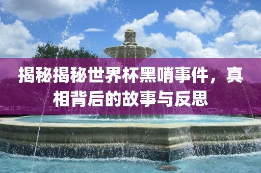 揭秘揭秘世界杯黑哨事件,真相背后的故事与反思黄冈市中杰窑炉设备有限公司
