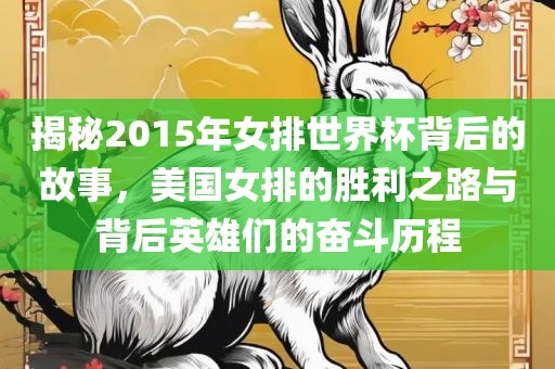 揭秘2015年女排世界杯背后的故事,美国女排的胜利之路与背后英雄们的奋斗历程黄冈市中杰窑炉设备有限公司