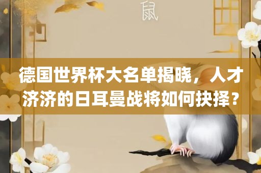 德国世界杯大名单揭晓，人才济济的日耳曼战将如何抉择？