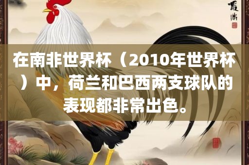 在南非世界杯（2010年世界杯）中，荷兰和巴西两支球队的表现都非常出色。