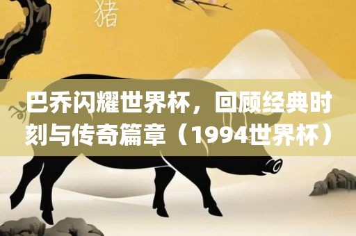 巴乔闪耀世界杯，回顾经典时刻与传奇篇章（1994世界杯）黄冈市中杰窑炉设备有限公司