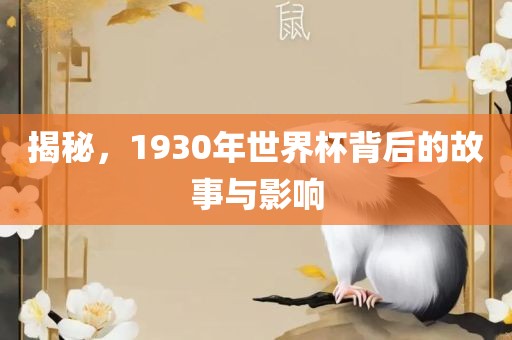 揭秘,1930年世界杯背后的故事与影响黄冈市中杰窑炉设备有限公司